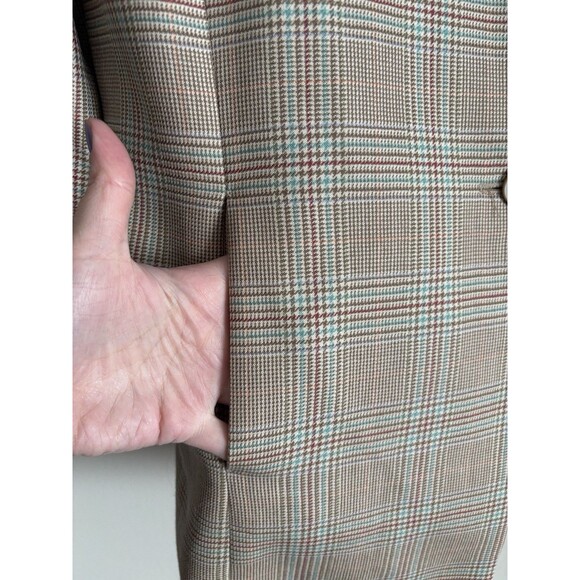 VTG‎ Pendleton Womens Size 16 Virgin Wool Plaid Lined Neutral Beige Blue Purple - Picture 3 of 4